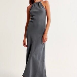 Elegant Gray Halter Dress